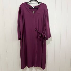 J. Jill  NWT Pure Jill Midi Dress V Neck side tie Size 3X Wildberry